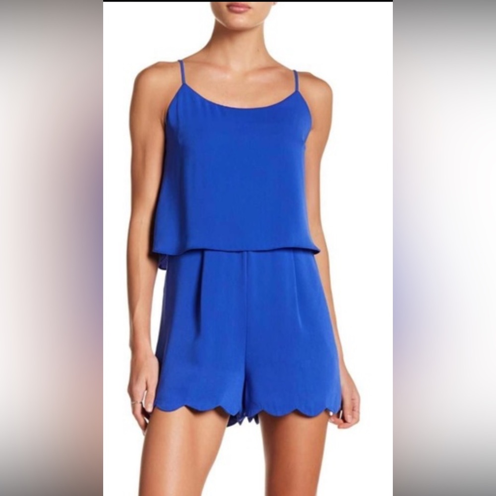 Naked Zebra Royal Blue Scalloped Hem Romper